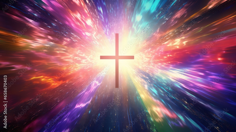 Fototapeta premium Cross with Light Burst Effects
