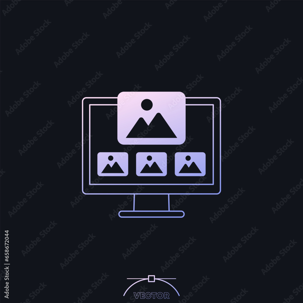 photo gallery in computer icon with gradient photo gallery in computer icon with gradient