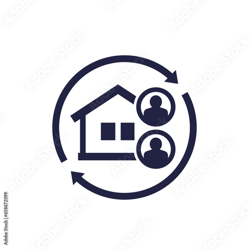 tenants rotation icon with house and residents