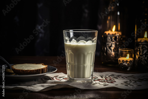 Festive Indulgence: A Cozy Evening with Milk and Cookies,glass of milk