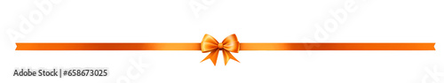orange ribbon and bow isolated against transparent background