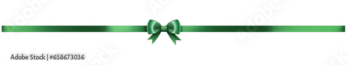 green ribbon and bow isolated against transparent background