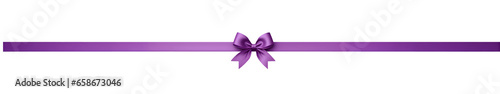 purple ribbon and bow isolated against transparent background