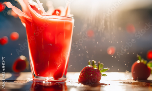 Red Cocktail or Strawberry Juice photo