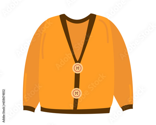Vector illustration of a yellow sweater with beige buttons 