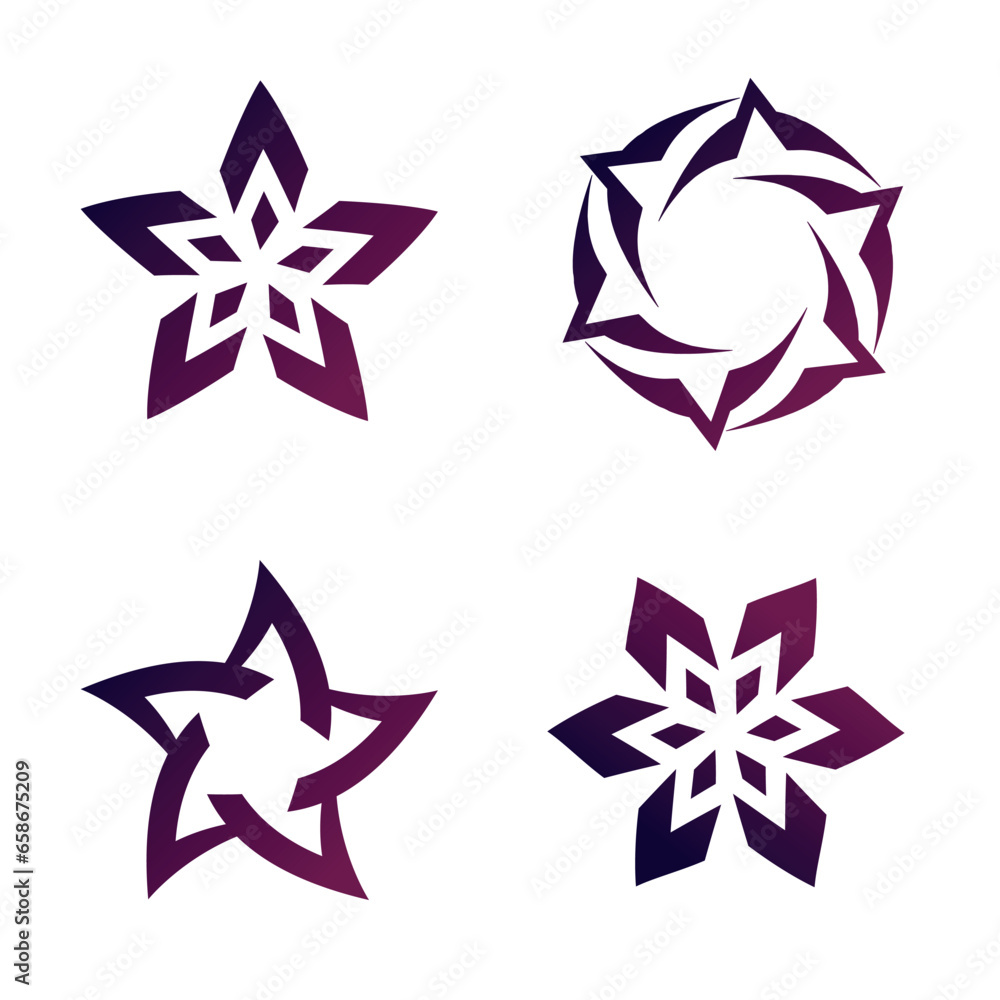 Obraz premium Four abstract shapes in a star shape