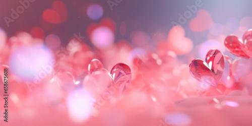 Light pink bokeh valentine background, Abstract background with pink hearts bokeh, Valentine's Day Wallpaper, generative ai
