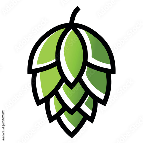 Outline image of hops with green shading