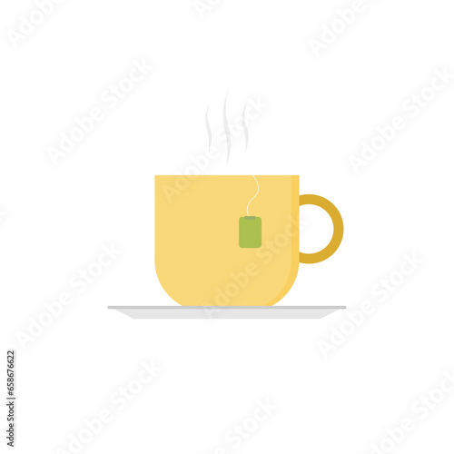 Cup of hot tea. Vector flat design  isolated on white background.Drink vector illustration on isolated background. Fresh beverage sign business concept.