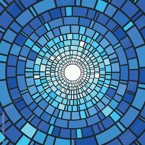 Abstract mosaic blue background in the form of concentric circles