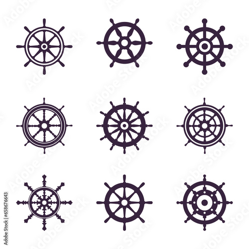 A set of different steering wheels