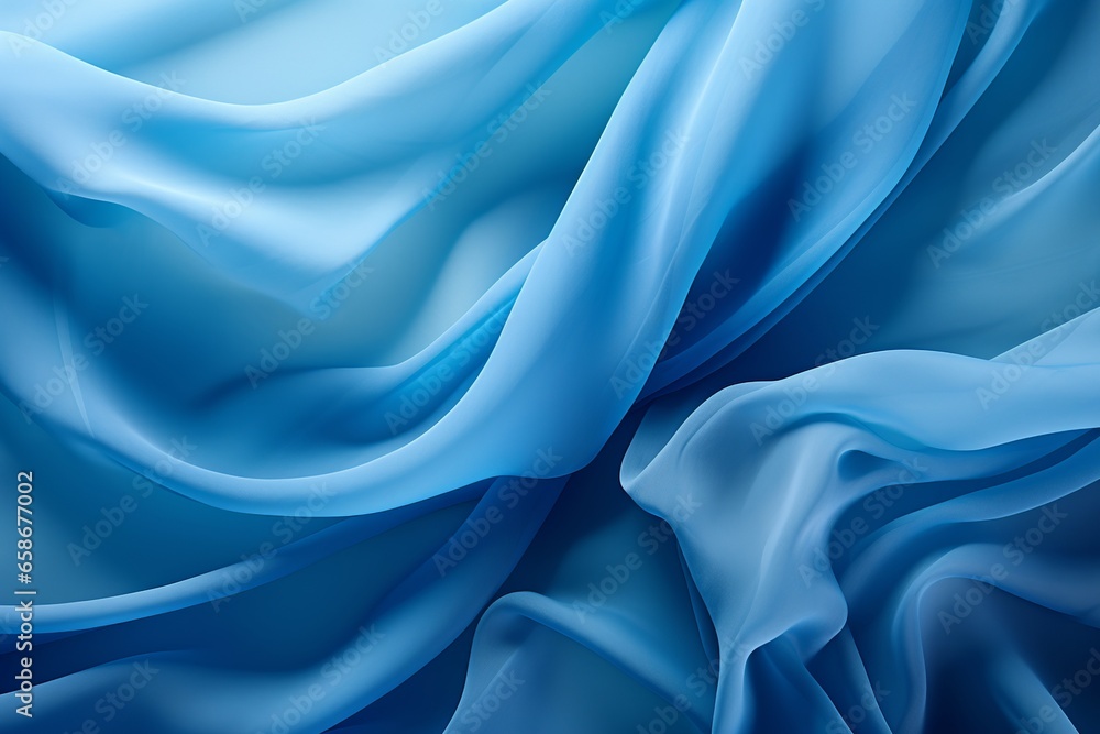 An abstract blue background features layers of folded silk drapery, creating a mesmerizing, elegant wallpaper ideal for the fashion industry An abstract blue background features layers of folded silk drapery, creating a mesmerizing, elegant wallpaper ideal for the fashion industry