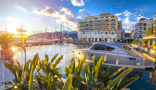 Obraz na płótnie Town of Tivat scenic yachting destination harbor view w salonie