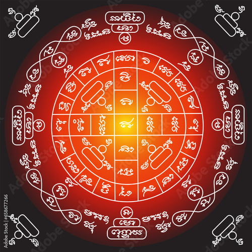 Muay Thai sacred symbol tattoo.thai traditional tattoo.yantra tattoo
