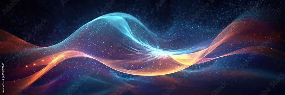 Obraz premium Abstract futuristic wave with dynamic particles for background. Generative Ai