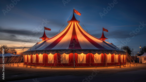 Circus tent, carnival tent at the amusement park. Generative Ai © tong2530