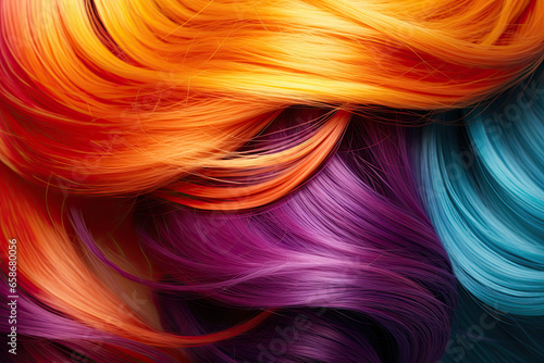 Colorful hair dye multi coloured woman's hair style, generated ai