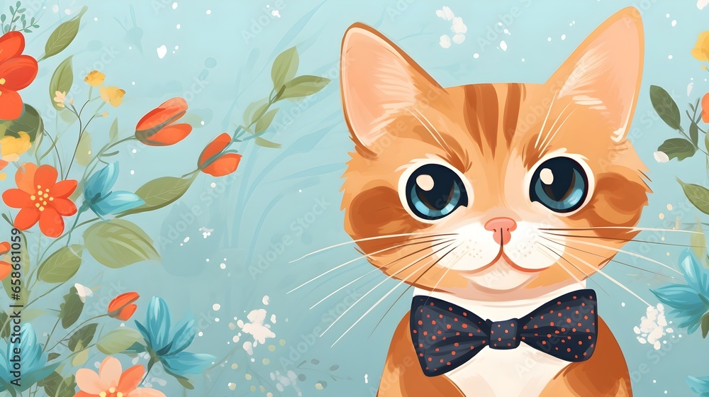 Obraz premium Cute furry animal among vibrant flowers, perfect for animal themes