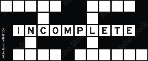 Alphabet letter in word incomplete on crossword puzzle background
