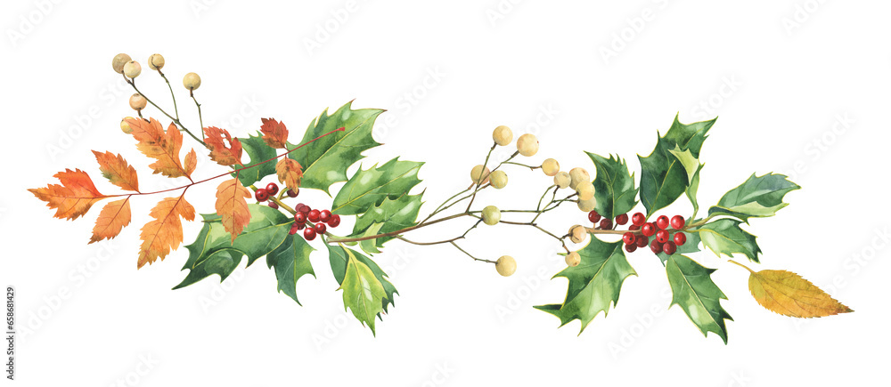 Watercolor composition of autumn leaves Watercolor composition of autumn leaves