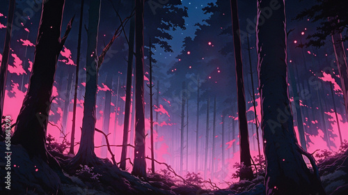 Sinister Serenity: Anime-style Scene of a Ghostly Enclave, Generative AI