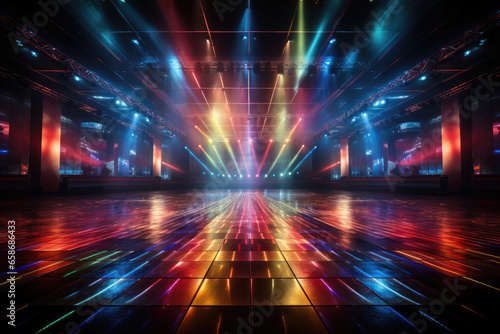 Colored dance floor in a night disco club © Michael