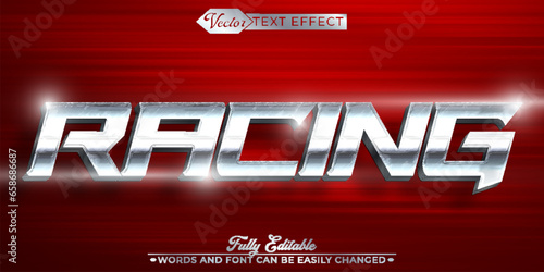 Shiny Silver Racing Vector Editable Text Effect Template