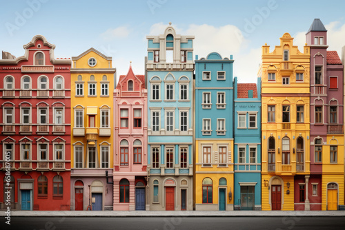 Colored facade of a residential building