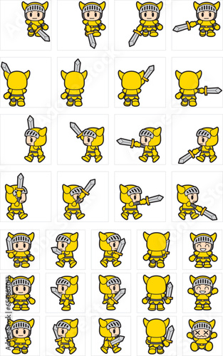 ゲーム風　戦士キャラクター　武器モーションセット