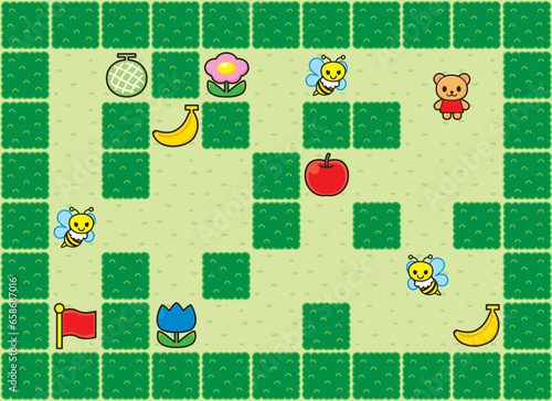 ゲーム画面風　熊キャラクター