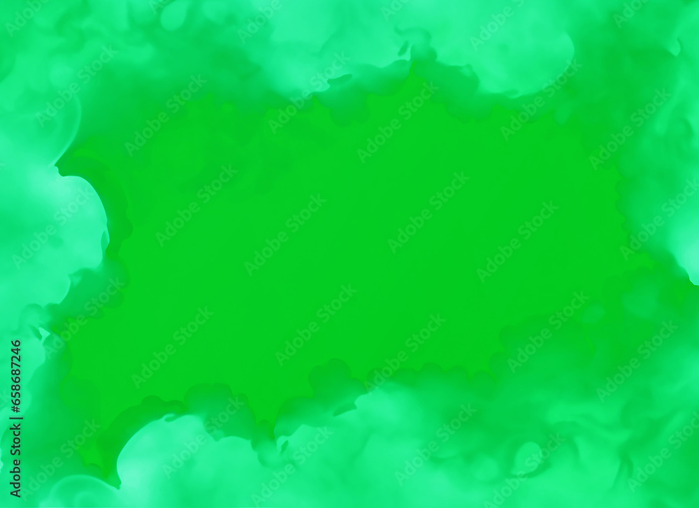 Grüner Hintergrund mit Wolken, Rauchschwaden für Design... , mit KI erstellt
