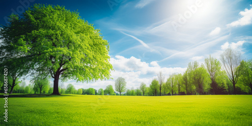 Forest Glade With Trees On The Horizon On A Blue Sky Background Created Using Artificial Intelligence