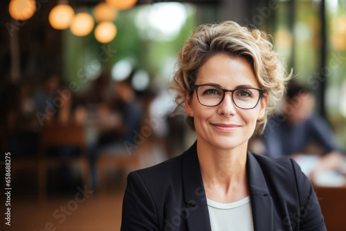 Portrait of smiling middle aged businesswoman