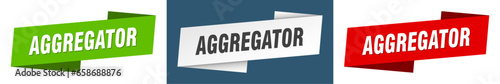 aggregator banner. aggregator ribbon label sign set photo