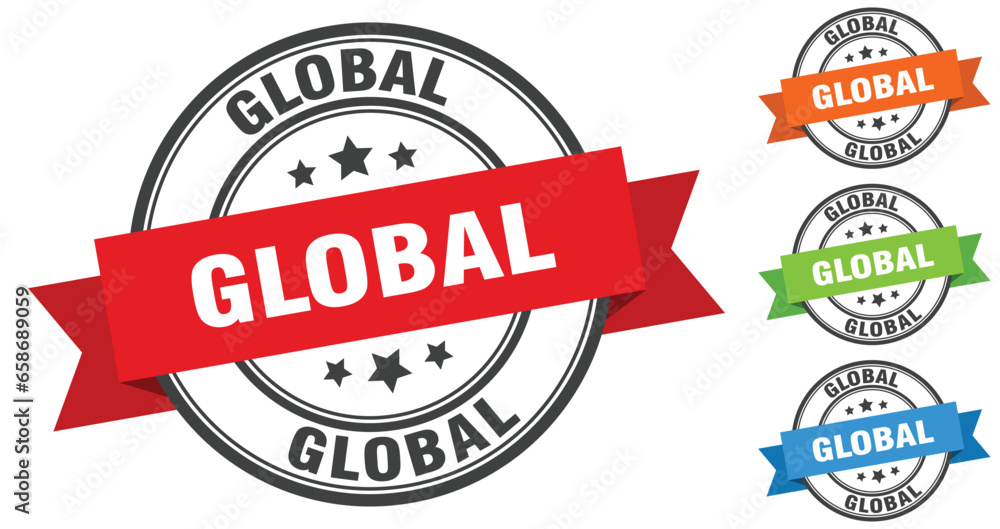 global stamp. round band sign set. label