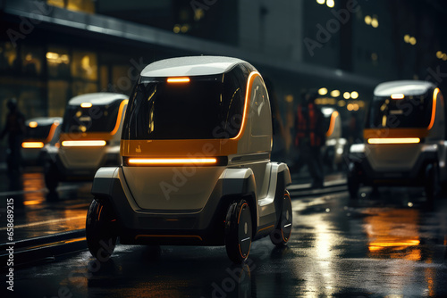 Futuristic delivery system with autonomous robots - Next-gen Service - AI Generated