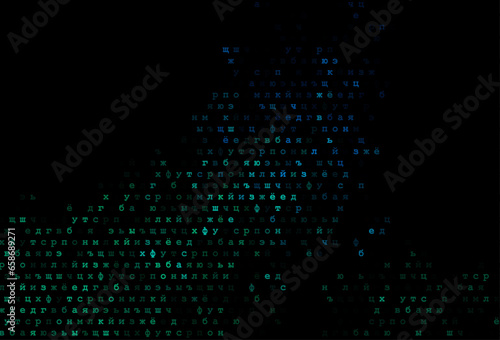 Dark blue, green vector template with isolated letters.