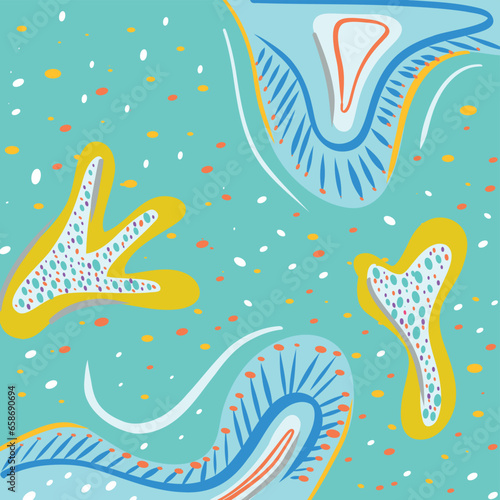 Colorful pattern memphis style. Creative doodle art header with different shapes and textures.