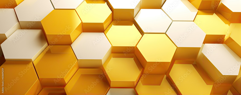 3d hexagon in white yellow colors. Honeycomb Background. Geometric Hexagons print wall. 3d hexagon in white yellow colors. Honeycomb Background. Geometric Hexagons print wall.