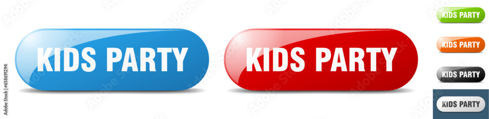 kids party button. key. sign. push button set kids party button. key. sign. push button set