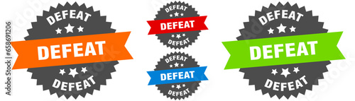 defeat sign. round ribbon label set. Seal