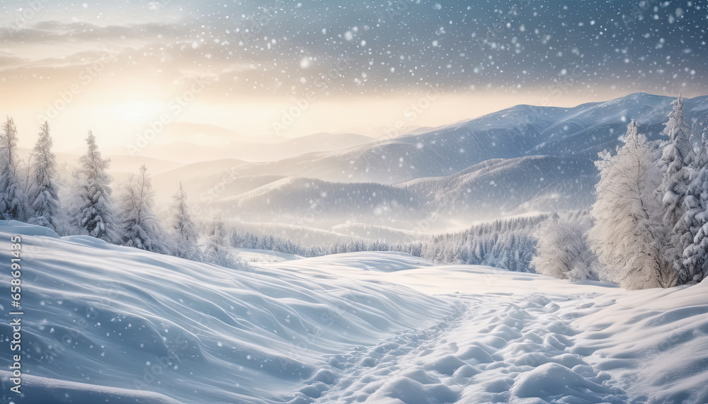 Winter's Whisper: Ultrawide Background with Delicate Snowfall Winter's Whisper: Ultrawide Background with Delicate Snowfall