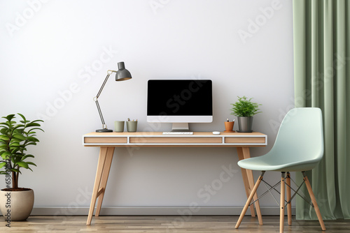office desk with laptop