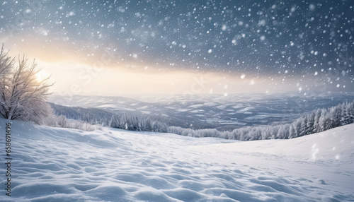 Wallpaper Mural Frosty Elegance: Ultrawide Snowfall over Pristine Snowdrifts Torontodigital.ca
