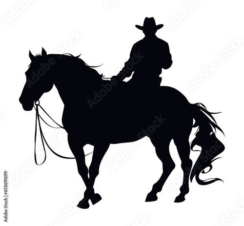 cowboy silhouette in horse style