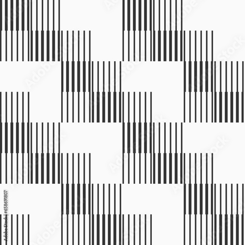 Abstract vector seamless pattern. Striped rectangles vector pattern. Modern stylish texture. Geometric ornament. Monochrome halftone lines grid pattern. Black and white seamless vector background.