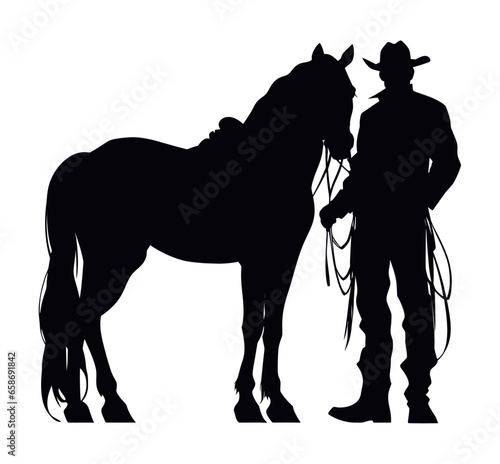 cowboy silhouette in horse icon design