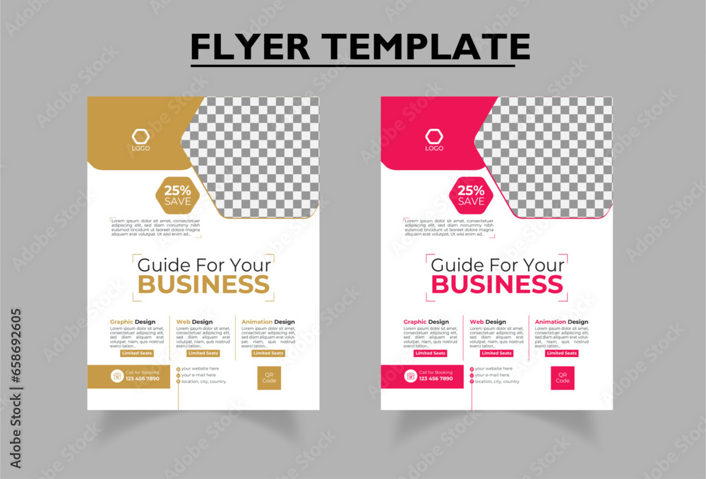 Business Flyer Layout with 2 colorful Accents | Corporate business flyer template design | Marketing, promotion, advertise, publication