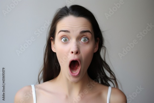 A woman with a surprised expression on her face. Perfect for capturing genuine emotions.