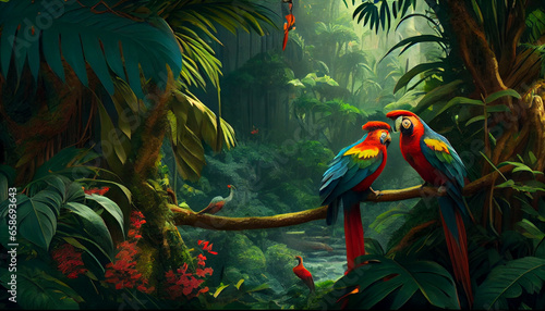Wallpaper Mural Tropical Parrots Torontodigital.ca